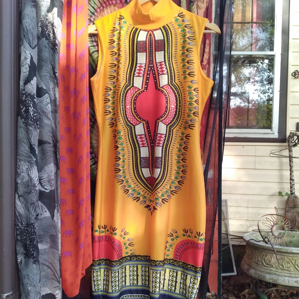 Vintage Dress Turtleneck Native American 80s CERN